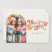 明るいメリーレトロフォトクカラフルリスマス シーズンカード (正面)