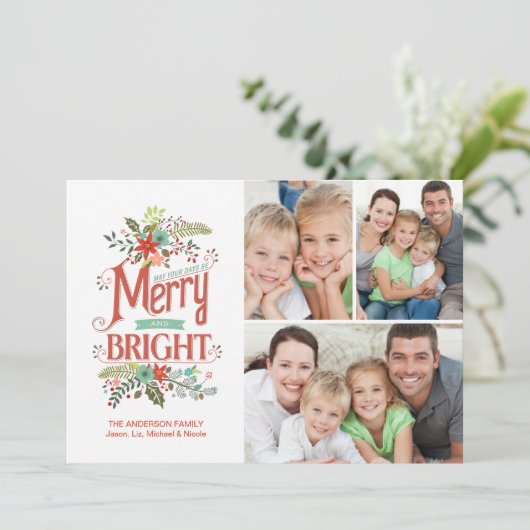 明るいメリーレトロフローラクリスマス・コラージュ シーズンカード (スタンド正面)