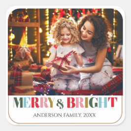 明るいメリーレトロホワイトファミリーフォトセラミック スクエアシール