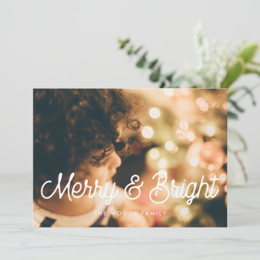 明るいメリーレトロヴィンテージのクリスマスフォト シーズンカード (スタンド正面)