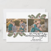 明るいメリーレトロ2写真クリスマスパイン枝 シーズンカード (正面)
