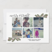 明るいメリーレトロ6写真クリスマスパイン枝 シーズンカード (正面)