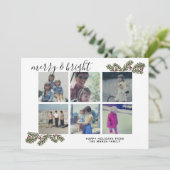 明るいメリーレトロ6写真クリスマスパイン枝 シーズンカード (スタンド正面)