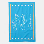 明るいメリーヴィンテージパーソナライズされたのクリスマス キッチンタオル (縦)