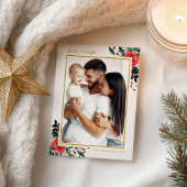 明るいメリー休日のクリスマスフローラ写真 ポストカード