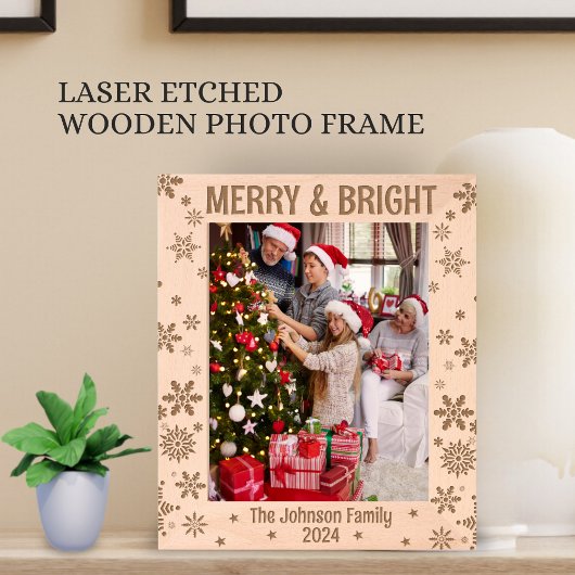明るいメリー休日のパーソナライズされたギフト写真 レーザー彫刻フレーム