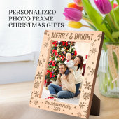 明るいメリー休日のパーソナライズされたギフト写真 レーザー彫刻フレーム