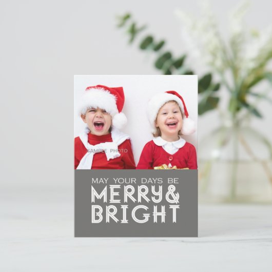 明るいメリー休日の写真はがきグレー シーズンポストカード (スタンド正面)