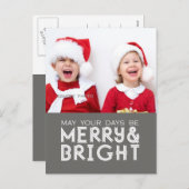 明るいメリー休日の写真はがきグレー シーズンポストカード (正面/裏面)