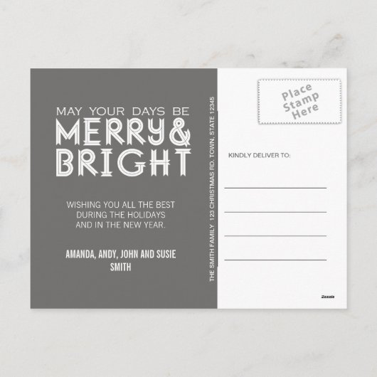 明るいメリー休日の写真はがきグレー シーズンポストカード (裏面)
