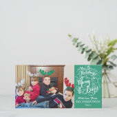 明るいメリー休日の緑の写真モダンクリスマス シーズンカード (スタンド正面)