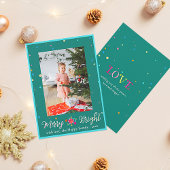 明るいメリー写カラフル真のクリスマス シーズンカード