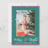 明るいメリー写カラフル真のクリスマス シーズンカード (正面)