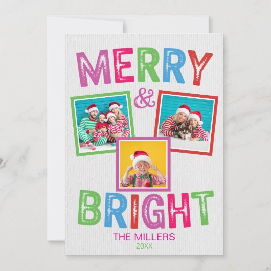 明るいメリー写真のクリスマスカード 招待状 (正面)