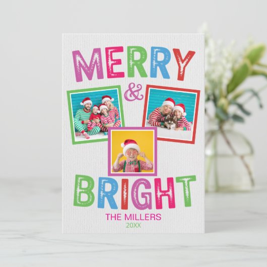 明るいメリー写真のクリスマスカード 招待状 (スタンド正面)