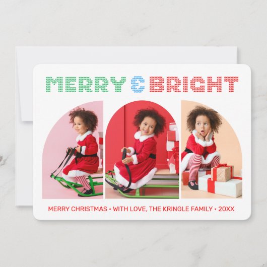 明るいメリー写真のクリスマスグリーティングカード 招待状 (正面)