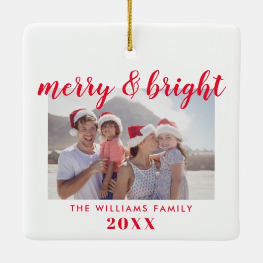 明るいメリー写真のクリスマス セラミックオーナメント (裏面)