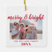 明るいメリー写真のクリスマス セラミックオーナメント (正面)