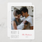 明るいメリー写真のパーソナライズされたクリスマスカード (正面/裏面)