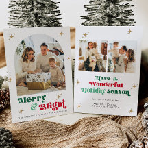 明るいメリー写真のホリデーカードボーホクリスマス