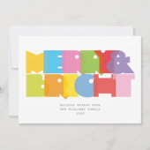 明るいメリー写真のモダンクリカラフルスマス シーズンカード (正面)