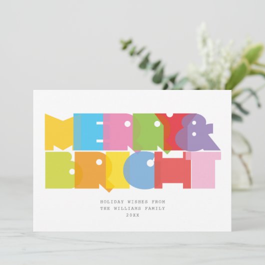 明るいメリー写真のモダンクリカラフルスマス シーズンカード (スタンド正面)