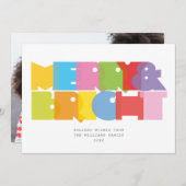 明るいメリー写真のモダンクリカラフルスマス シーズンカード (正面/裏面)