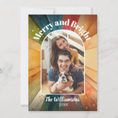 明るいメリー写真の水モダン色のクリスマス シーズンカード (正面)