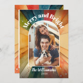 明るいメリー写真の水モダン色のクリスマス シーズンカード (正面/裏面)