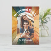 明るいメリー写真の水モダン色のクリスマス シーズンカード (スタンド正面)