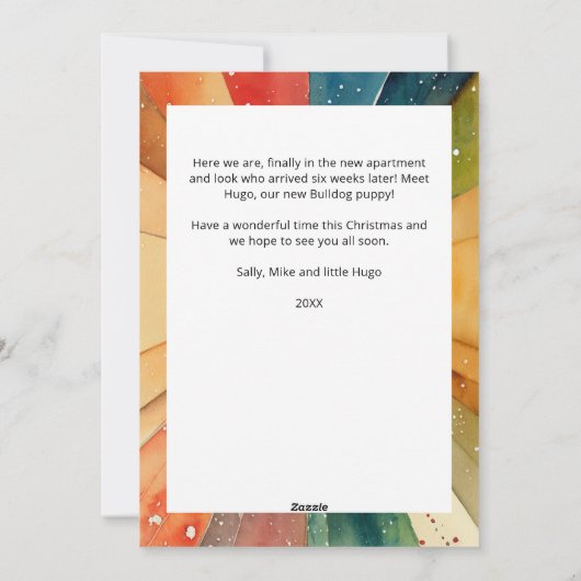 明るいメリー写真の水モダン色のクリスマス シーズンカード (裏面)