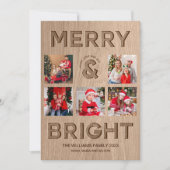 明るいメリー写真の素朴クリスマス シーズンカード (正面)
