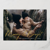 明るいメリー写真ブルゴーニュと金ゴールド 箔シーズンカード (正面)