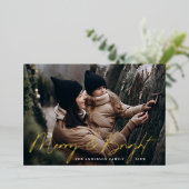 明るいメリー写真ブルゴーニュと金ゴールド 箔シーズンカード (立ち正面)