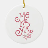 明るいメリー写真名バラ金ゴールドクリスマス セラミックオーナメント (正面)