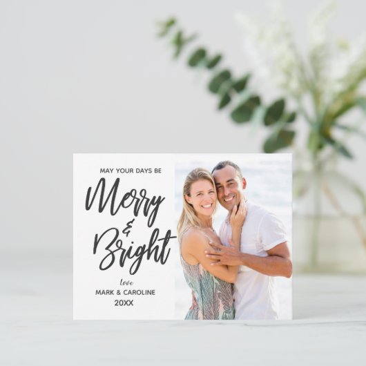 明るいメリー初めてのクリスマスのエレガント写真 シーズンポストカード (スタンド正面)