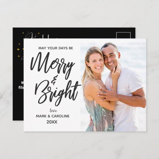 明るいメリー初めてのクリスマスのエレガント写真 シーズンポストカード (正面/裏面)