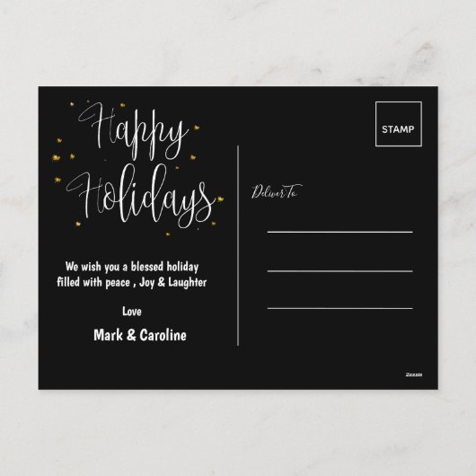 明るいメリー初めてのクリスマスのエレガント写真 シーズンポストカード (裏面)