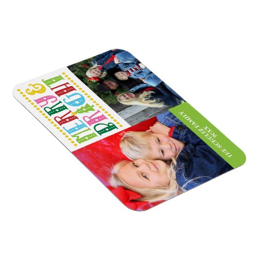 明るいメリー可愛い家族のモダン写真の休日 マグネット (右側)