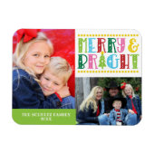 明るいメリー可愛い家族のモダン写真の休日 マグネット (横)