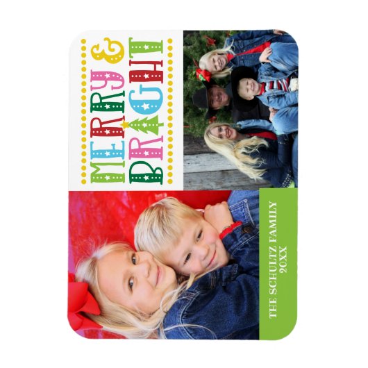 明るいメリー可愛い家族のモダン写真の休日 マグネット (縦)