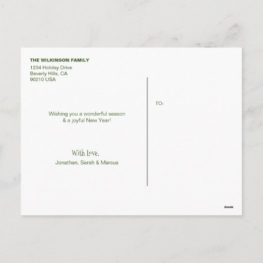 明るいメリー可愛い家族モダン写真クリスマス シーズンポストカード (裏面)