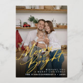 明るいメリー台本の写真のクリスマス 箔シーズンカード (正面)