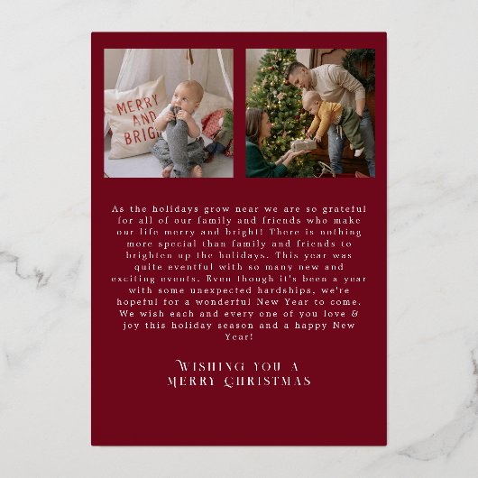 明るいメリー台本の写真のクリスマス 箔シーズンカード (裏面)