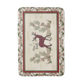 明るいメリー台本の鹿のクリスマスパインコーン バスマット (正面縦)