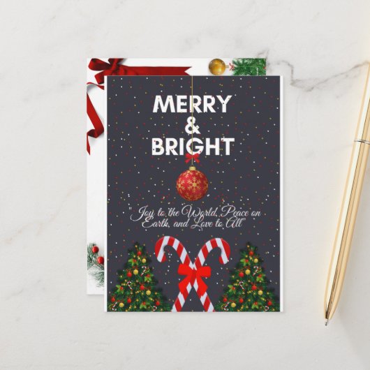 "明るいメリー喜びのクリスマスカード" シーズンポストカード (正面/裏面インサイチュ)