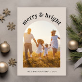 明るいメリー家族のアーチ写真クリスマス シーズンカード