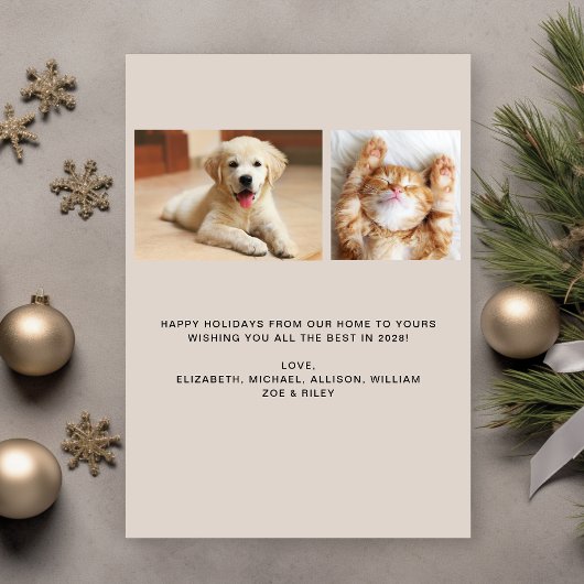 明るいメリー家族のアーチ写真クリスマス シーズンカード