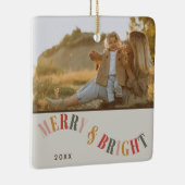 明るいメリー家族のカスタム写真クリスマス セラミックオーナメント (右)