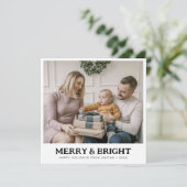 明るいメリー家族のクリスマスフォトグリーン シーズンカード (スタンド正面)